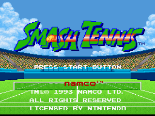 Smash Tennis title screen for Super Nintendo